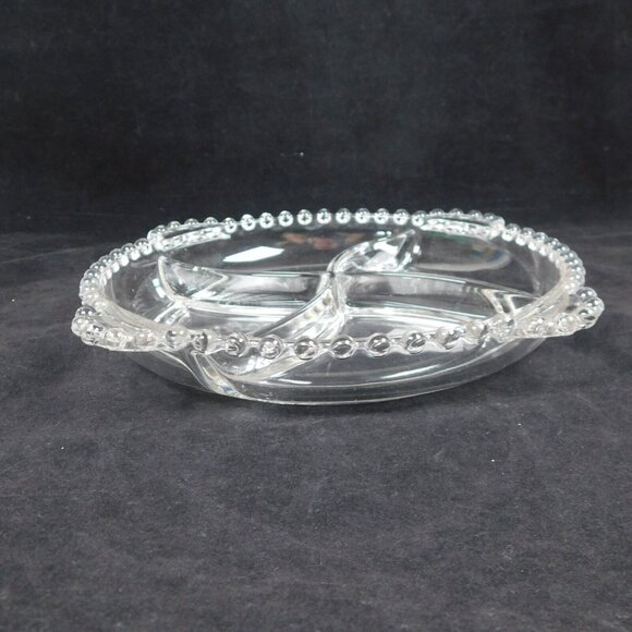 Imperial Glass Clear Candlewick Round 4 Part Divided Serving Relish Dish - Picture 4 of 7